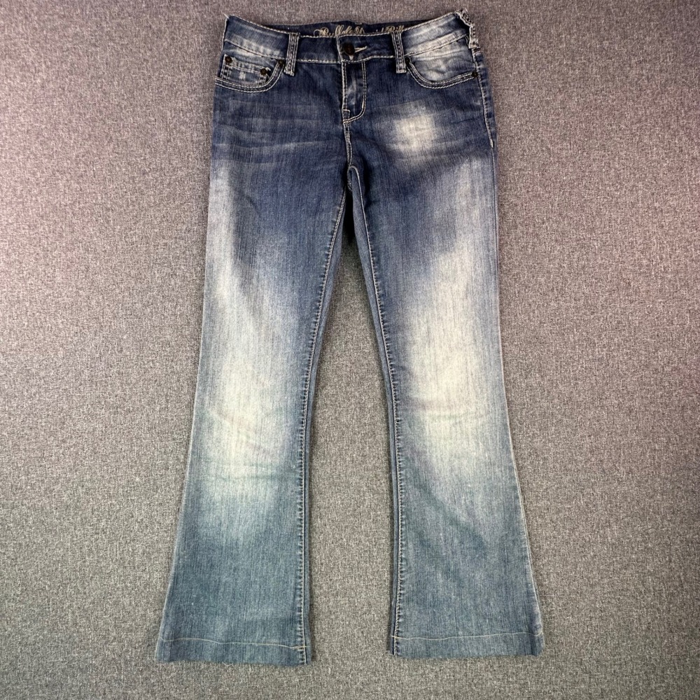 Buffalo Jeans Women 27 Fergie Blue Medium Wash Embroidered Flare David Bitton